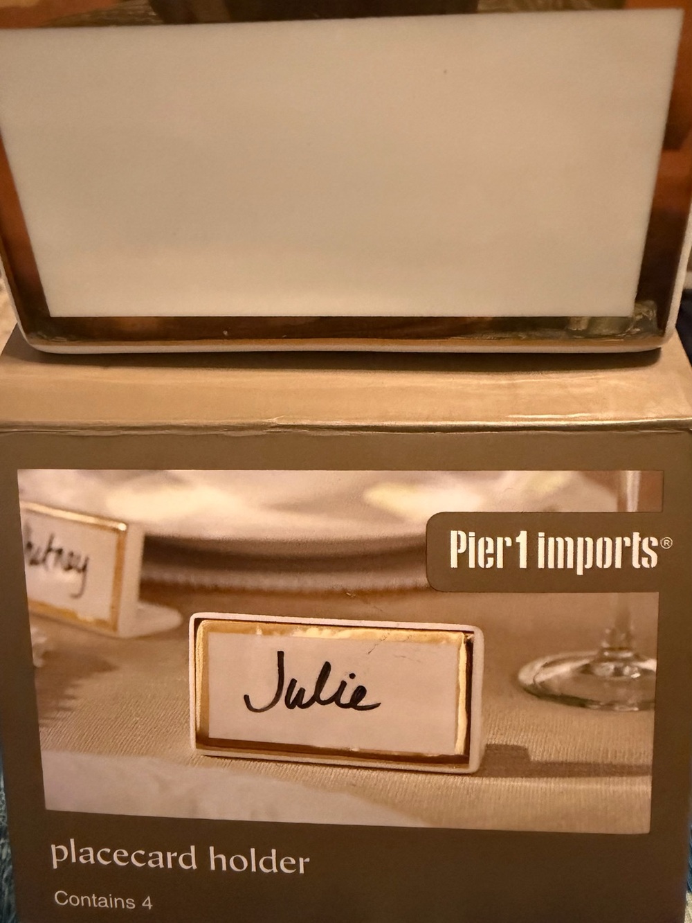 Pier 1 White and Gold Placecard Holders - Set of 4